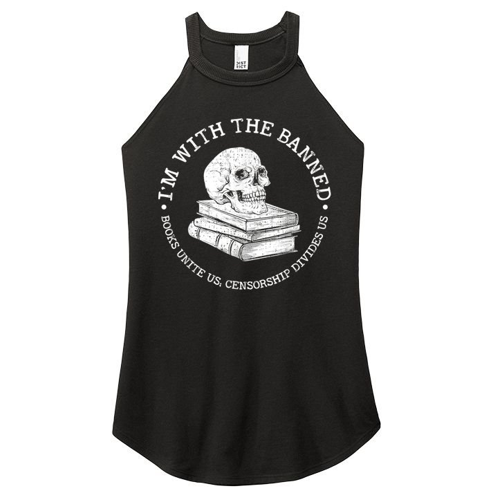 I'm With The Banned Books Funny Book Lover Librarian Reading Women's Perfect Tri Rocker Tank