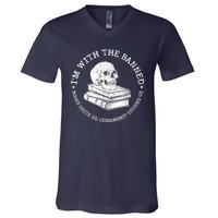 I'm With The Banned Books Funny Book Lover Librarian Reading V-Neck T-Shirt