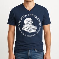 I'm With The Banned Books Funny Book Lover Librarian Reading V-Neck T-Shirt