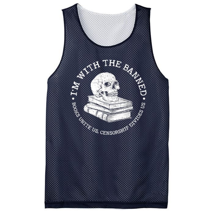 I'm With The Banned Books Funny Book Lover Librarian Reading Mesh Reversible Basketball Jersey Tank