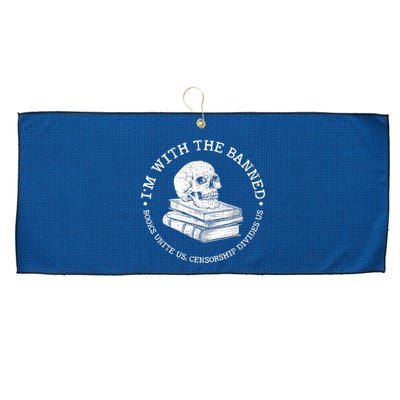 I'm With The Banned Books Funny Book Lover Librarian Reading Large Microfiber Waffle Golf Towel