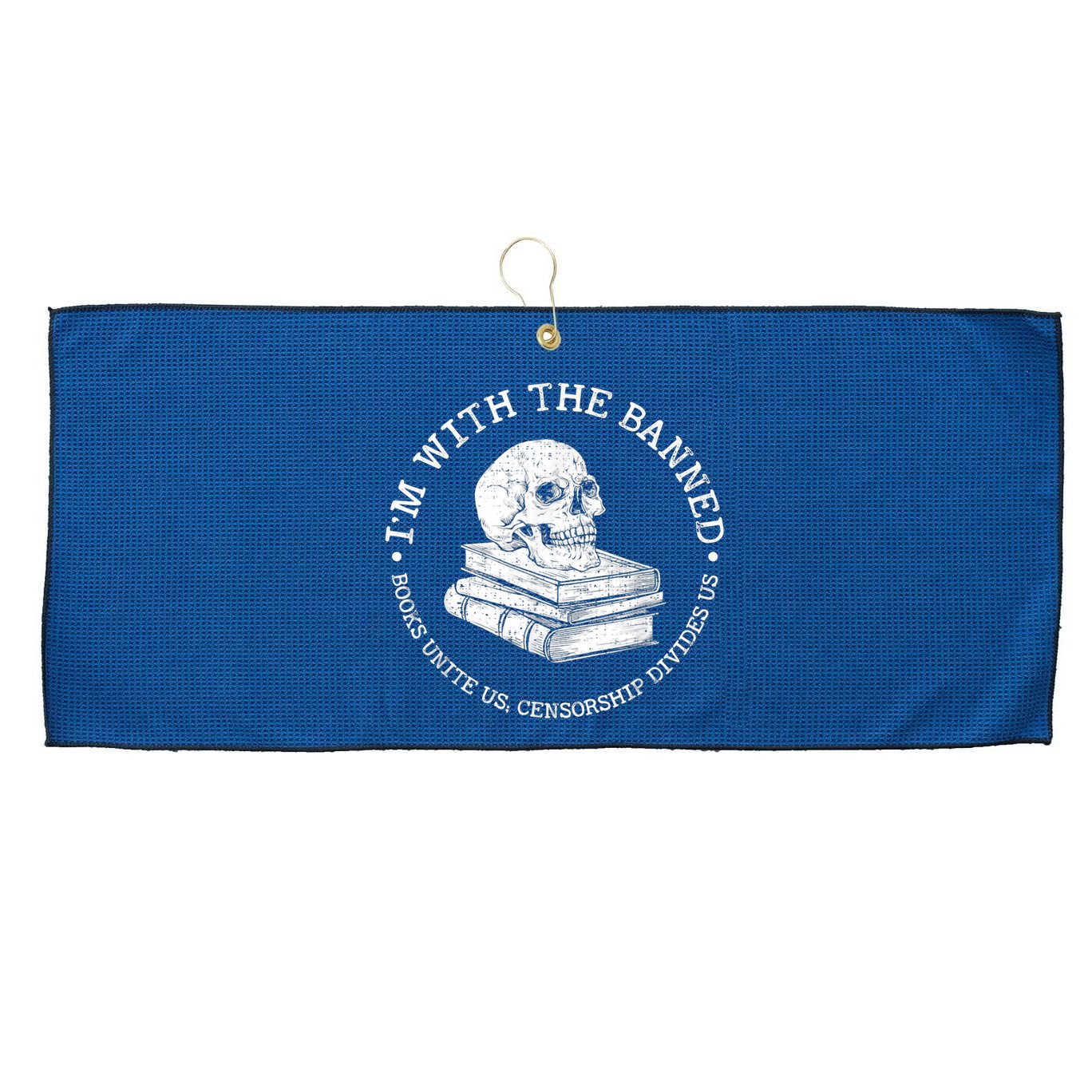 I'm With The Banned Books Funny Book Lover Librarian Reading Large Microfiber Waffle Golf Towel