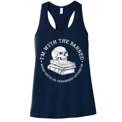 I'm With The Banned Books Funny Book Lover Librarian Reading Womens Tank Top