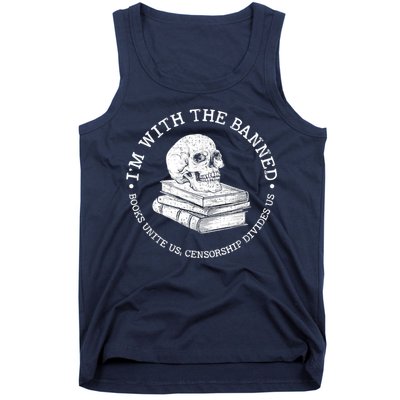 I'm With The Banned Books Funny Book Lover Librarian Reading Tank Top