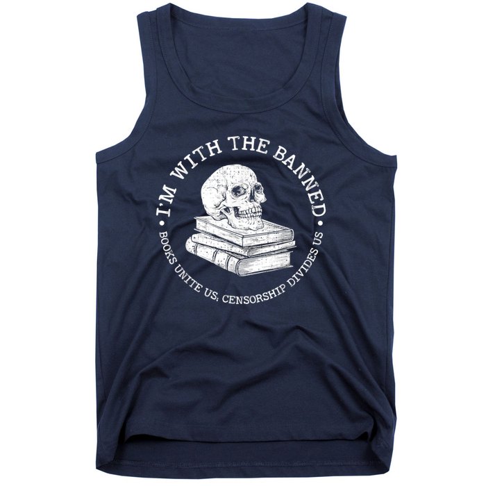 I'm With The Banned Books Funny Book Lover Librarian Reading Tank Top