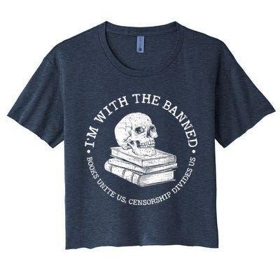 I'm With The Banned Books Funny Book Lover Librarian Reading Crop Top