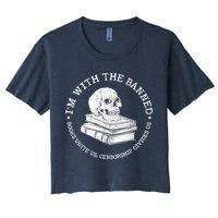 I'm With The Banned Books Funny Book Lover Librarian Reading Crop Top