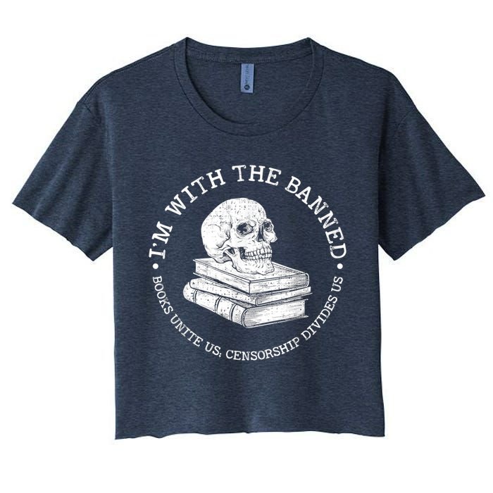 I'm With The Banned Books Funny Book Lover Librarian Reading Crop Top