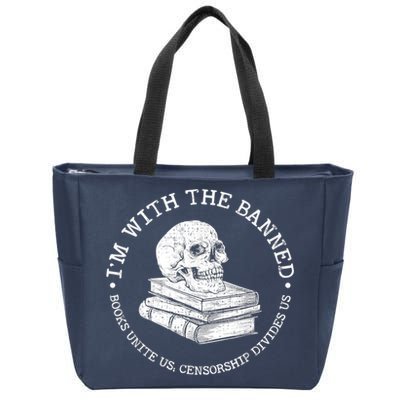 I'm With The Banned Books Funny Book Lover Librarian Reading Zip Tote Bag