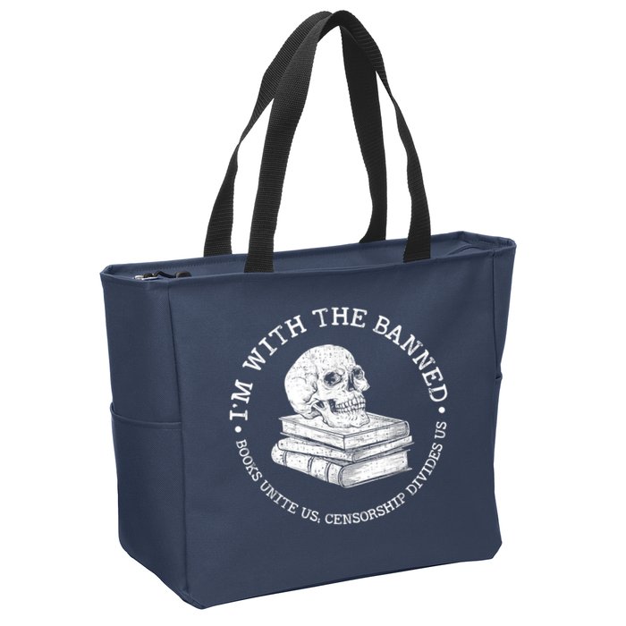 I'm With The Banned Books Funny Book Lover Librarian Reading Zip Tote Bag