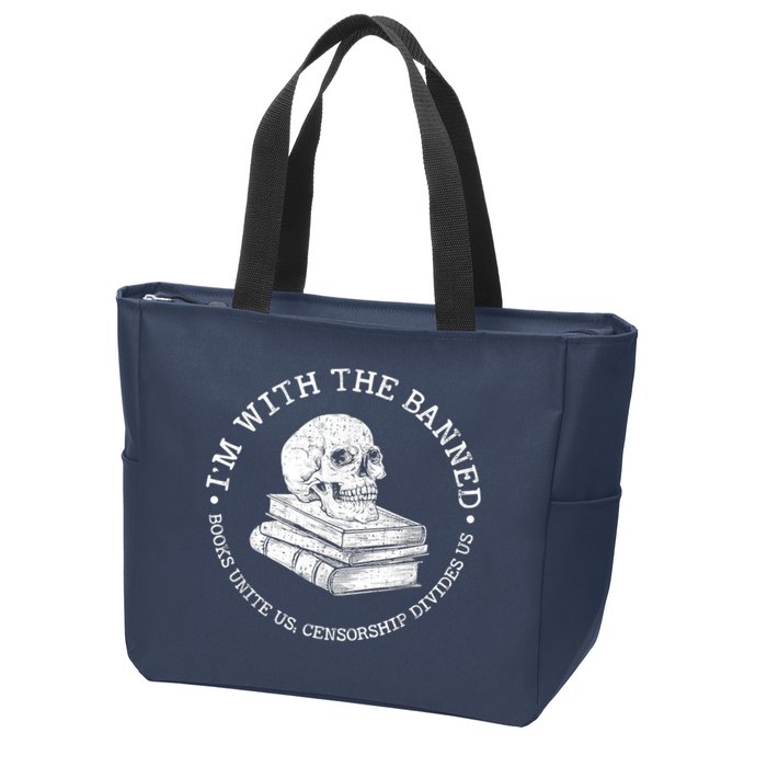 I'm With The Banned Books Funny Book Lover Librarian Reading Zip Tote Bag