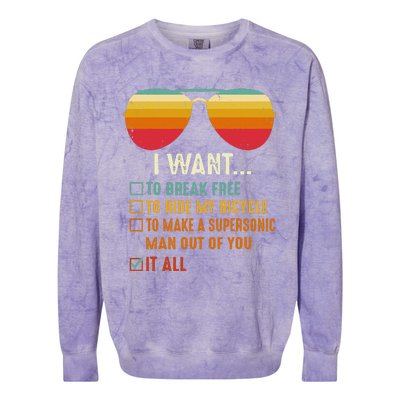 I Want To Break Free To Ride My Bicycle It All Gift Idea Colorblast Crewneck Sweatshirt