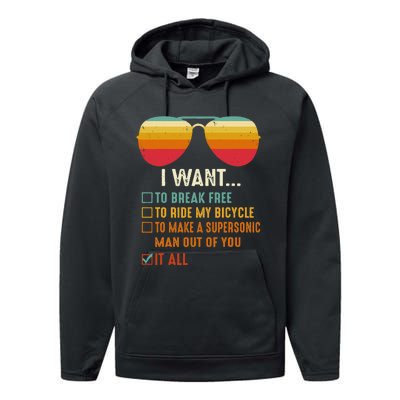 I Want To Break Free To Ride My Bicycle It All Gift Idea Performance Fleece Hoodie