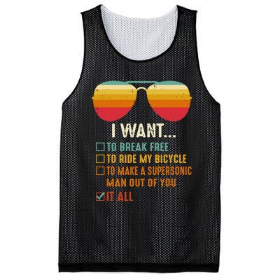 I Want To Break Free To Ride My Bicycle It All Gift Idea Mesh Reversible Basketball Jersey Tank