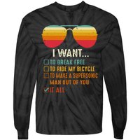 I Want To Break Free To Ride My Bicycle It All Gift Idea Tie-Dye Long Sleeve Shirt