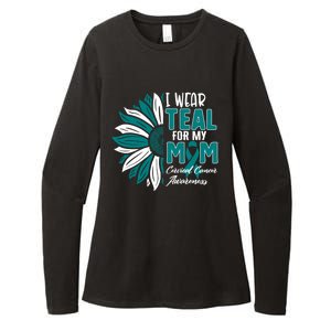 I Wear Teal For My Mom Cervical Cancer Awareness Ribbon Sunf Gift Womens CVC Long Sleeve Shirt