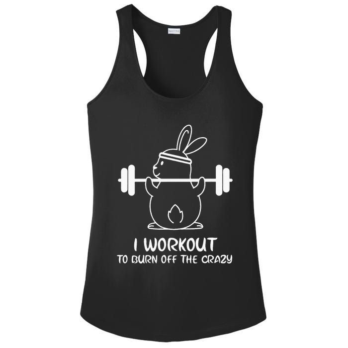 I Workout To Burn off the Crazy Funny Fitness Ladies PosiCharge Competitor Racerback Tank