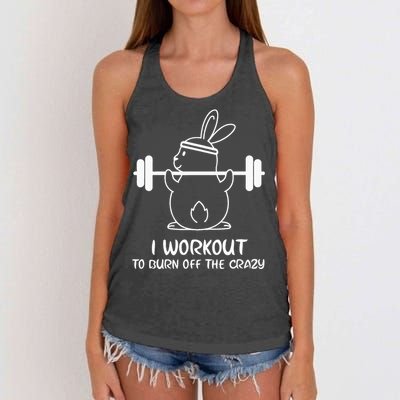 I Workout To Burn off the Crazy Funny Fitness Women's Knotted Racerback Tank