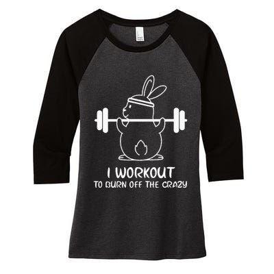 I Workout To Burn off the Crazy Funny Fitness Women's Tri-Blend 3/4-Sleeve Raglan Shirt