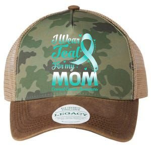 I Wear Teal For My Mom Cervical Cancer Awareness Ribbon Gift Legacy Tie Dye Trucker Hat