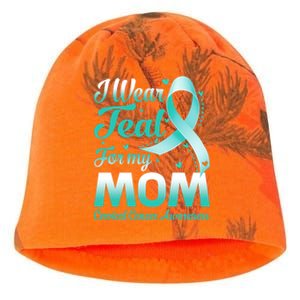 I Wear Teal For My Mom Cervical Cancer Awareness Ribbon Gift Kati - Camo Knit Beanie