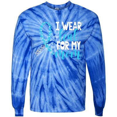 I Wear Teal For My Mom Cervical Cancer Awareness Support Gift Tie-Dye Long Sleeve Shirt