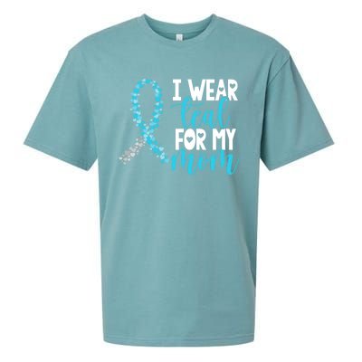 I Wear Teal For My Mom Cervical Cancer Awareness Support Gift Sueded Cloud Jersey T-Shirt