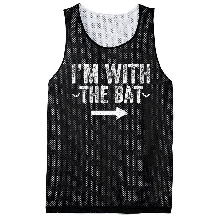 I'm With The Bat Costume Halloween Matching Couple Mesh Reversible Basketball Jersey Tank