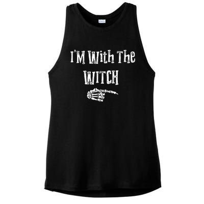 I'm With The Witch Tee Funny Halloween Ladies PosiCharge Tri-Blend Wicking Tank