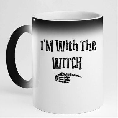 I'm With The Witch Tee Funny Halloween 11oz Black Color Changing Mug