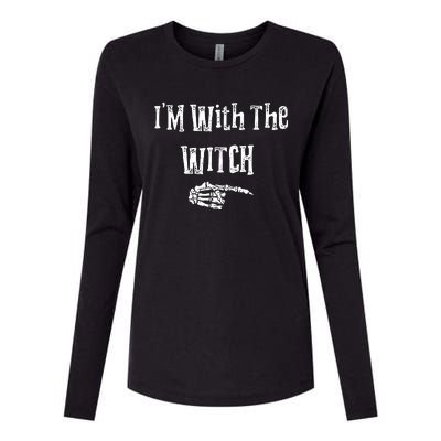 I'm With The Witch Tee Funny Halloween Womens Cotton Relaxed Long Sleeve T-Shirt