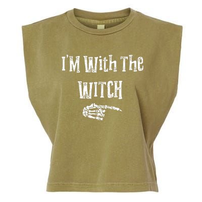 I'm With The Witch Tee Funny Halloween Garment-Dyed Women's Muscle Tee