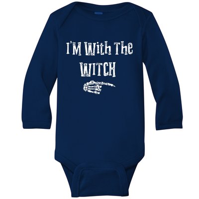 I'm With The Witch Tee Funny Halloween Baby Long Sleeve Bodysuit