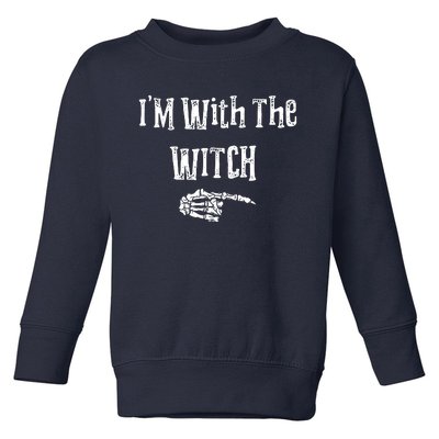 I'm With The Witch Tee Funny Halloween Toddler Sweatshirt