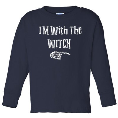 I'm With The Witch Tee Funny Halloween Toddler Long Sleeve Shirt