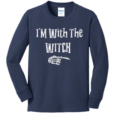 I'm With The Witch Tee Funny Halloween Kids Long Sleeve Shirt