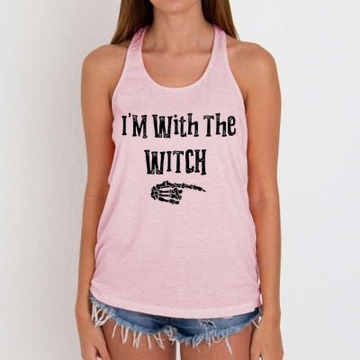 I'm With The Witch Tee Funny Halloween Women's Knotted Racerback Tank