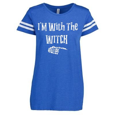 I'm With The Witch Tee Funny Halloween Enza Ladies Jersey Football T-Shirt