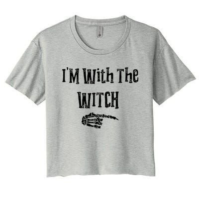 I'm With The Witch Tee Funny Halloween Women's Crop Top Tee