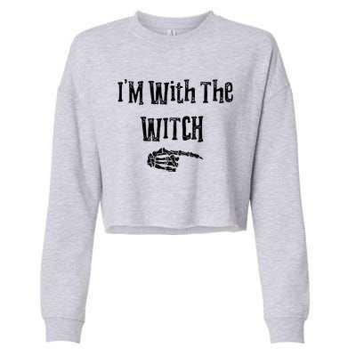 I'm With The Witch Tee Funny Halloween Cropped Pullover Crew