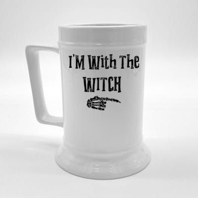 I'm With The Witch Tee Funny Halloween Beer Stein