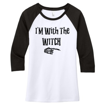 I'm With The Witch Tee Funny Halloween Women's Tri-Blend 3/4-Sleeve Raglan Shirt