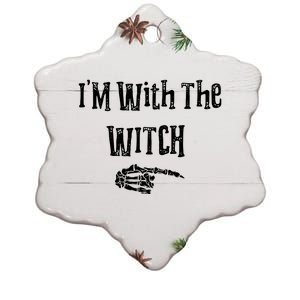 I'm With The Witch Tee Funny Halloween Ceramic Star Ornament