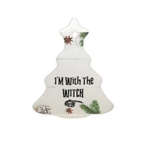 I'm With The Witch Tee Funny Halloween Ceramic Tree Ornament