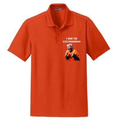 I Won The Election Funny Trump Prisoner Halloween Costume Dry Zone Grid Polo