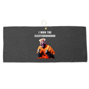 I Won The Election Funny Trump Prisoner Halloween Costume Large Microfiber Waffle Golf Towel