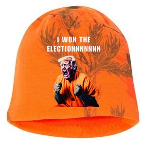 I Won The Election Funny Trump Prisoner Halloween Costume Kati - Camo Knit Beanie