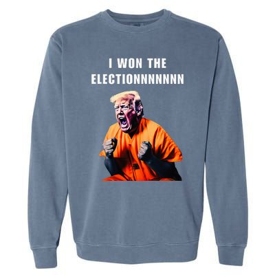 I Won The Election Funny Trump Prisoner Halloween Costume Garment-Dyed Sweatshirt