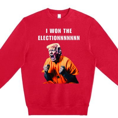 I Won The Election Funny Trump Prisoner Halloween Costume Premium Crewneck Sweatshirt