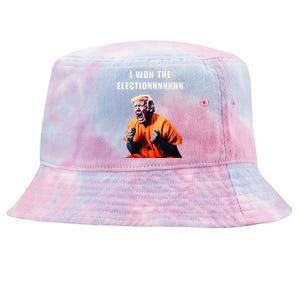 I Won The Election Funny Trump Prisoner Halloween Costume Tie-Dyed Bucket Hat